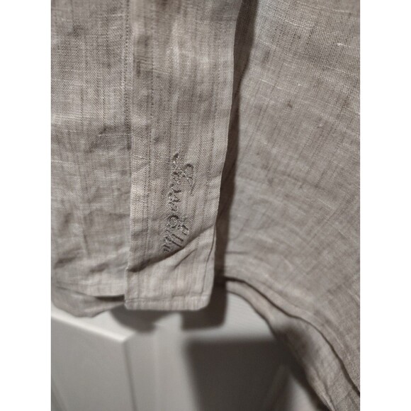 Tasso Elba Men's Luxury Linen Casual Button Up Shirt Long Sleeve Tan Size XL - Picture 6 of 7